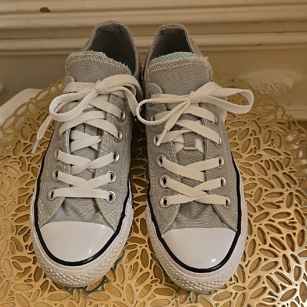Converse All Star gray and aqua sneakers Sz 7 ⭐